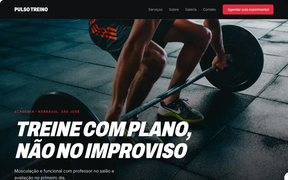 Prévia do modelo Pista de performance, de site para academia