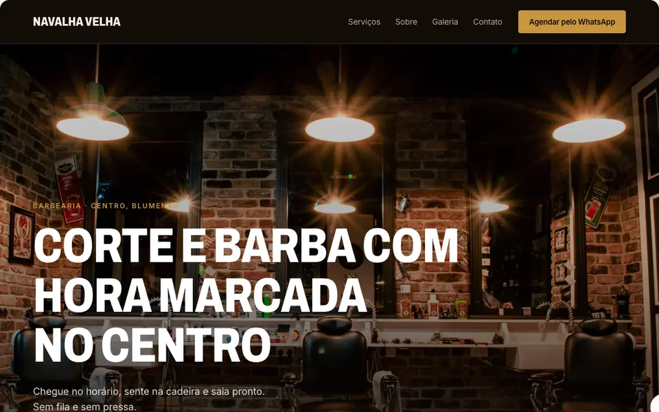 Prévia do modelo Couro e brasa, de site para barbearia