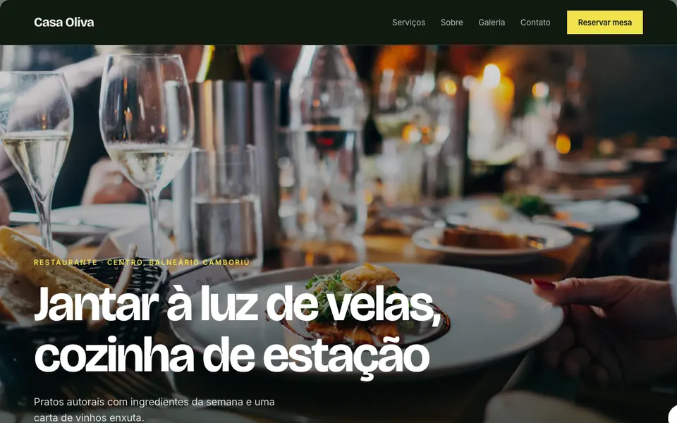 Prévia do modelo Brasserie à luz de velas, de site para restaurante